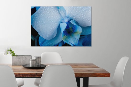 Image macro de la fleur bleue d'une orchidée 90x60 cm - Tirage photo sur toile (Décoration murale salon / chambre) / Peintures Fleurs