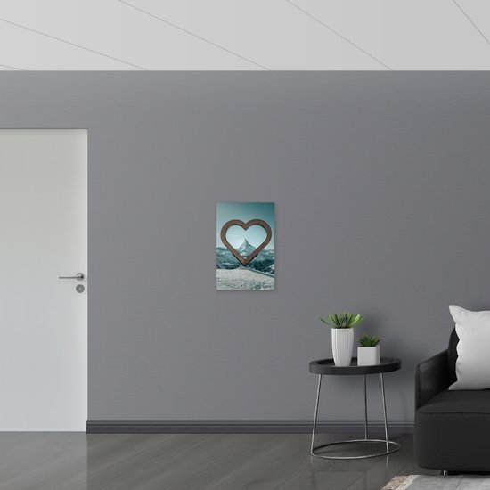 WallClassics - Panneau de mousse PVC - Cœur en bois pour le Berg Cervin, Suisse - Photo 40x60 cm sur panneau de mousse PVC