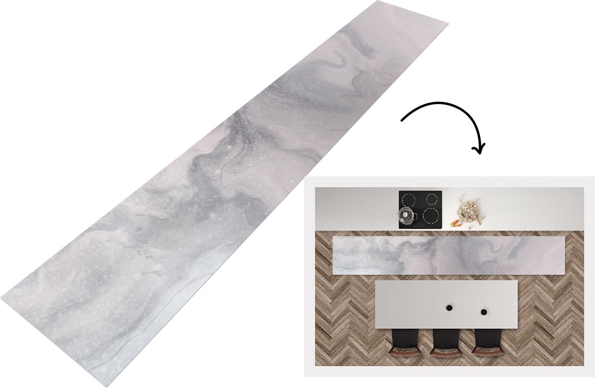 KitchenYeah Keukenloper - Loper keuken - Wolken - Abstract - Verf - 360x60 cm - Keukenloper vinyl Multicolor