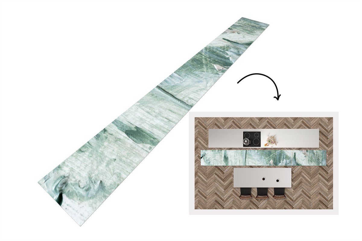 KitchenYeah Keukenloper - Loper keuken - Tuindecoratie - Verf - Abstract - 480x60 cm - Keukenloper vinyl Multicolor