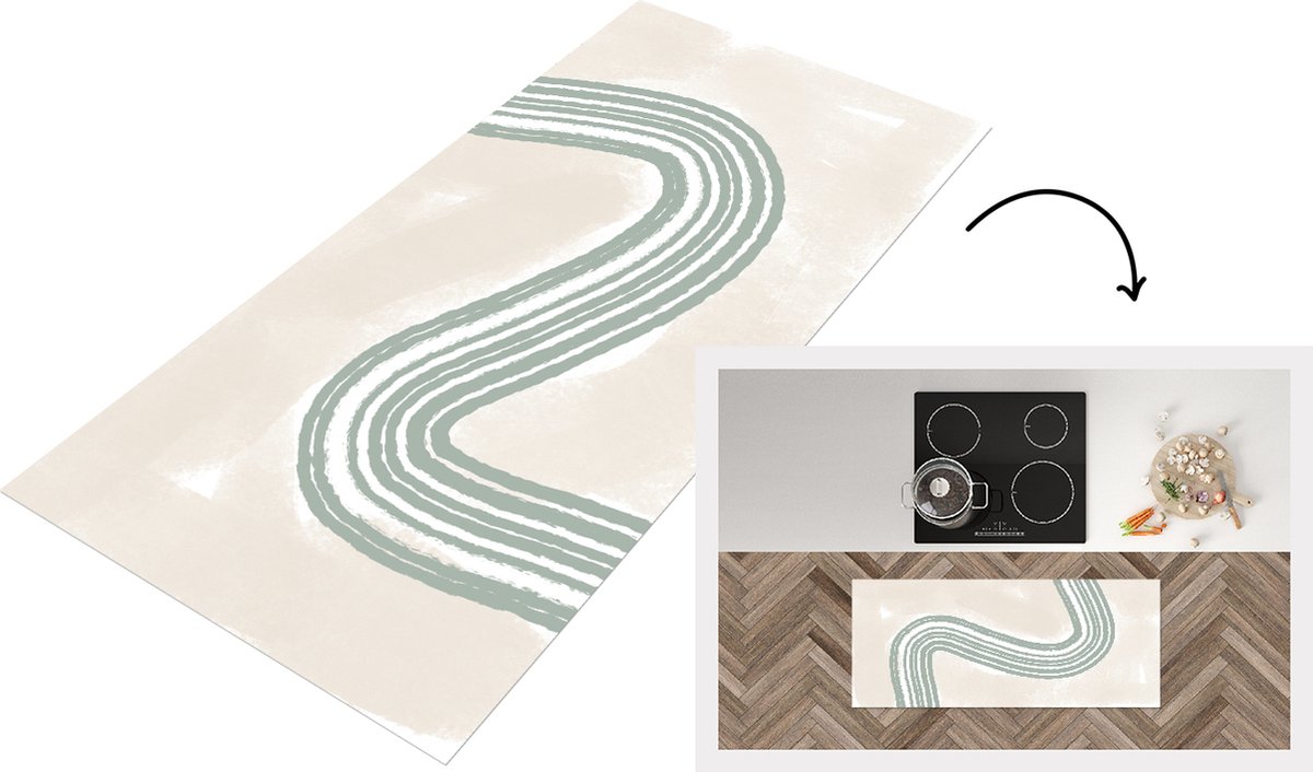 KitchenYeah Keukenloper - Loper keuken - Lijn - Abstract - Design - 120x50 cm - Keukenloper vinyl Multicolor