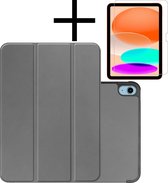Hoesje Geschikt voor iPad 2022 Hoesje Case Hard Cover Hoes Book Case Met Screenprotector - Grijs