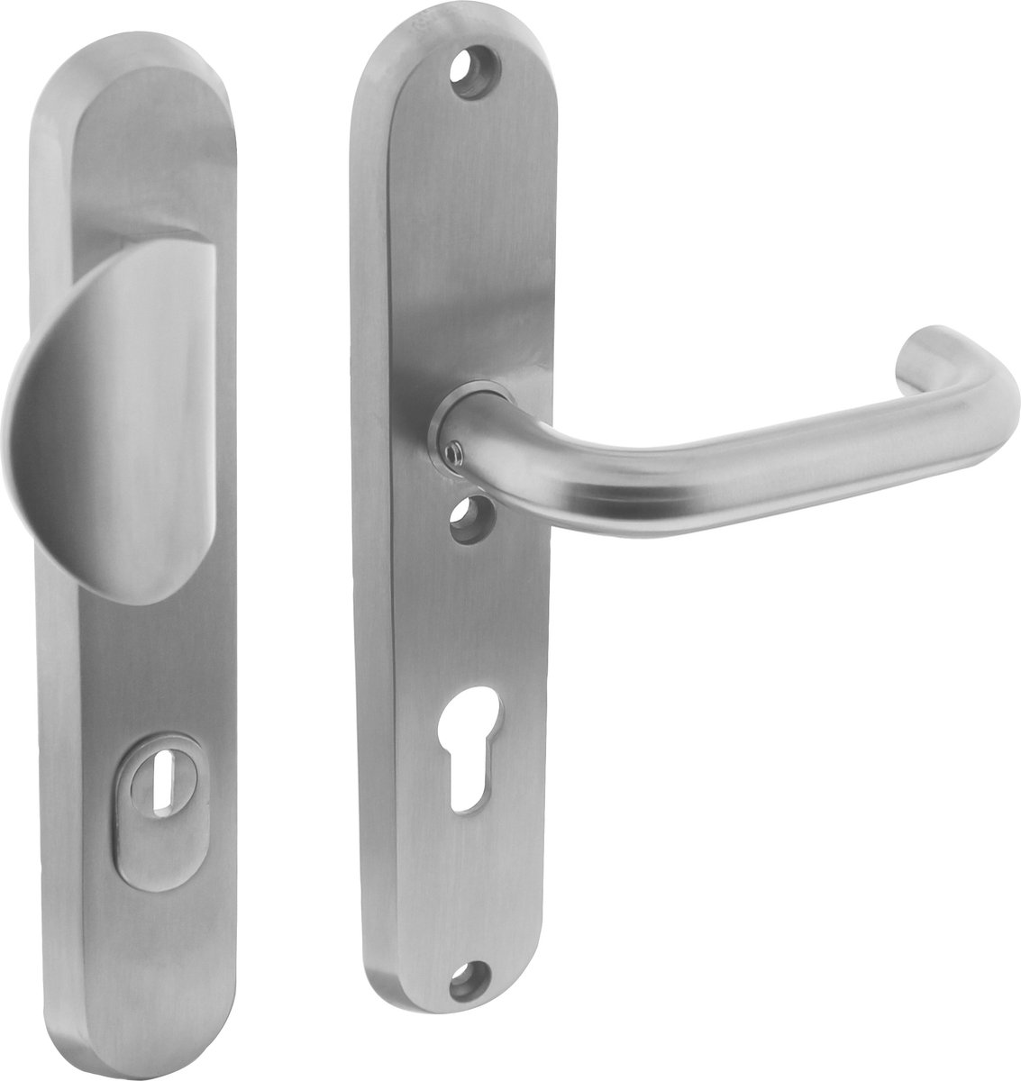 Intersteel Veiligheidsbeslag SKG*** profielcilindergat 72 mm met kerntrekbeveiliging ovaal voordeurbeslag massief rvs geborsteld
