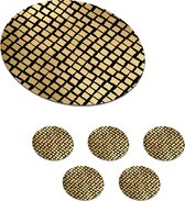 Sous-verres verres à verres - Ronds - Motifs - Or - Diamant - 10x10 cm - Sous-verres en verre - 6 pièces