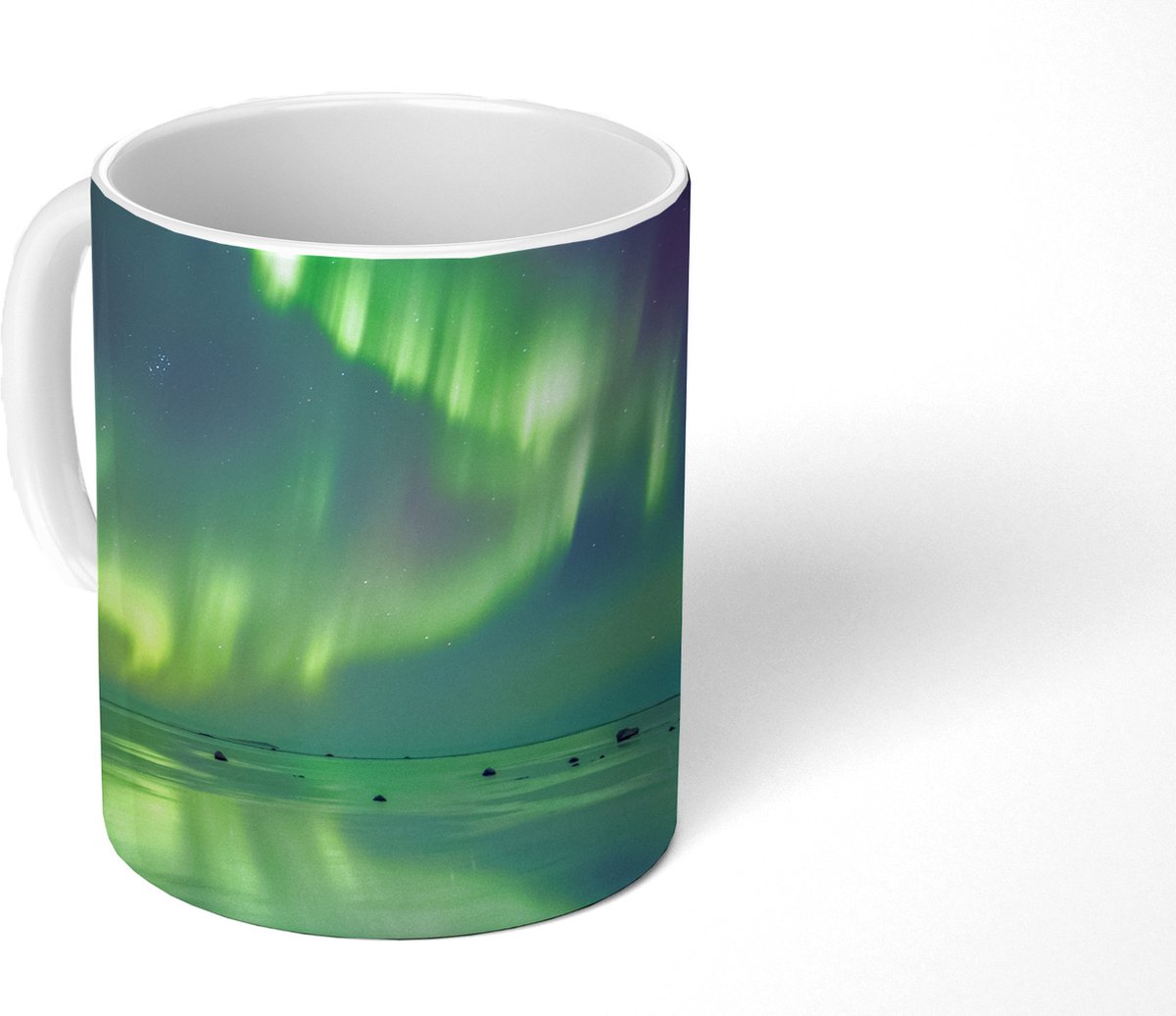 Mok - Koffiemok - Noorderlicht - Sterrenhemel - Water - Mokken - 350 ML - Beker - Koffiemokken - Theemok