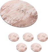Onderzetters voor glazen - Rond - Marmer - Roze - Rosé Goud - 10x10 cm - Glasonderzetters - 6 stuks