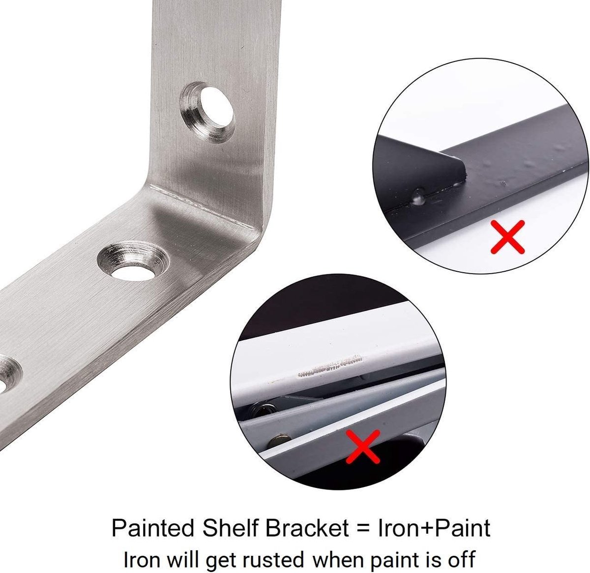 Yeepeo Lot De 4 Supports D'étagère Murale En Acier Au Carbone - 125 × 75 Mm