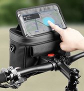 Sacoche de guidon de vélo - Support de téléphone pour vélo - Support de téléphone portable pour vélo - Amovible - Écran tactile - Porte-bouteille - Zwart