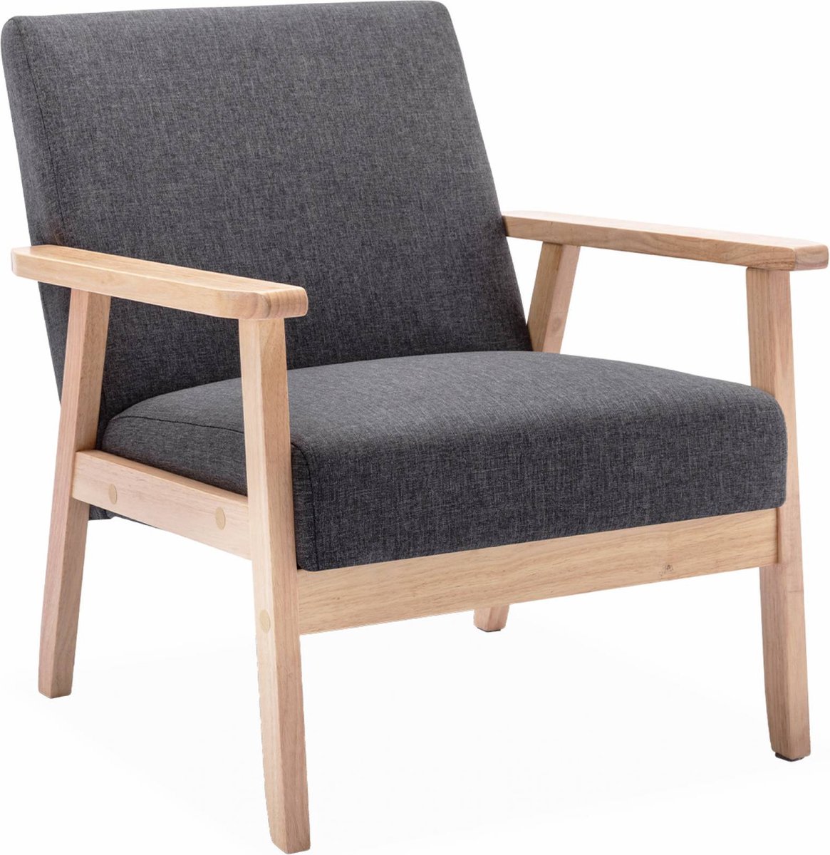 sweeek - Fauteuil van hout met stoffen zitting - isak