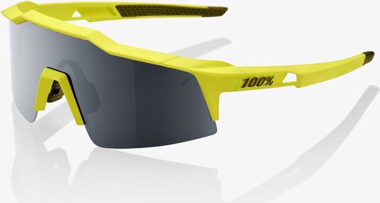 Foto: 100 speedtrap fietsbril black mirror lens soft tact banana 