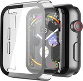 Geschikt voor Apple Watch SE 44mm 2022 Hoesje - Case Zwart + Screenprotector - Cover Glas