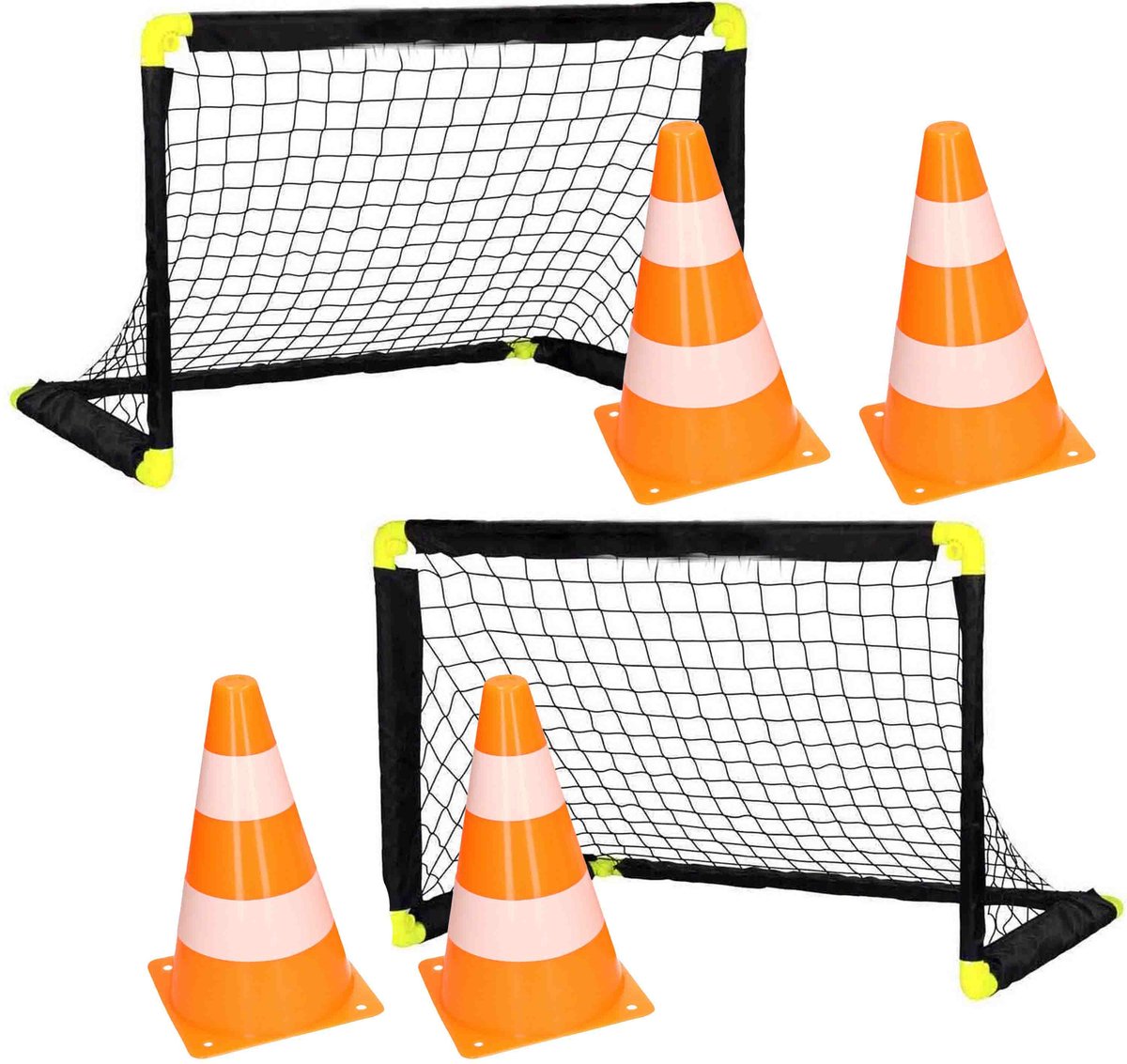 Sportx Voetbal set - 2x goals met 4x oranje pionnen - 26 cm