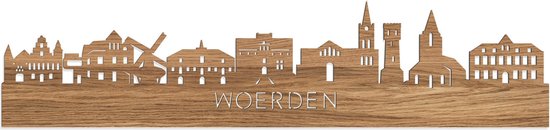 Skyline Woerden Eikenhout - 80 cm - Woondecoratie - Wanddecoratie - Meer steden beschikbaar - Woonkamer idee - City Art - Steden kunst - Cadeau voor hem - Cadeau voor haar - Jubileum - Trouwerij - WoodWideCities