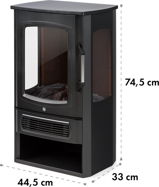 alpina Elektrische Sfeerhaard Helsinki ND-183 – Vrijstaande Elektrische Haard 1000/2000W met Verwarming, Instelbare Thermostaat en LED Vlammeneffect – Zwart Metaal