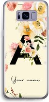 Gepersonaliseerd - Case Company® - Hoesje geschikt voor Samsung Galaxy S8 hoesje - Flirty Flowers Monogram - Soft Cover Telefoonhoesje - Bescherming aan alle Kanten en Schermrand