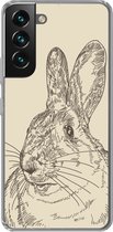Geschikt voor Samsung Galaxy S22 Plus hoesje - Vintage illustratie van een konijn - Siliconen Telefoonhoesje