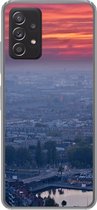 Geschikt voor Samsung Galaxy A53 5G hoesje - Rotterdam - Zonsondergang - Roze - Siliconen Telefoonhoesje