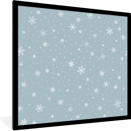Fotolijst incl. Poster - Een illustratie van sneeuw op een grijze achtergrond - 40x40 cm - Posterlijst - Kerstmis Decoratie - Kerstversiering - Kerstdecoratie Woonkamer - Kerstversiering - Kerstdecoratie voor binnen - Kerstmis