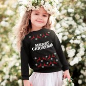Kersttrui Zwart Kind - Merry Christmas Rendieren (5-6 jaar - MAAT 110/116) - Kerstkleding voor jongens & meisjes