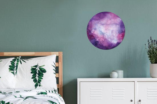 Illustration aquarelle violette et bleue Sticker mural cercle mural - ⌀ 30 cm - peinture ronde - cercle papier peint - cercle mural - cercle vivant - autocollant & découpe ronde