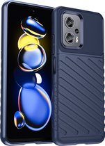 Mobigear Hoesje geschikt voor POCO X4 GT Telefoonhoesje Flexibel TPU | Mobigear Groove Backcover | X4 GT Case | Back Cover - Blauw