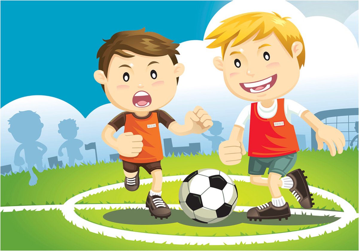 Fotobehangkoning - Behang - Vliesbehang - Fotobehang - Champions team - Voetbal - Voetballers - Kinderbehang - 400 x 280 cm