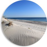 WallClassics - Cercle mural en panneau de mousse PVC - Dunes Witte contre la mer - Photo 40x40 cm sur cercle mural (avec système d'accrochage)