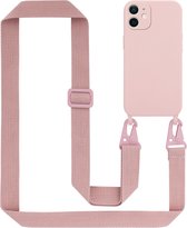 Cadorabo Mobiele telefoon ketting compatibel met Apple iPhone 12 MINI in LIQUID ROZE - Silicone beschermhoes met lengte verstelbare koord riem