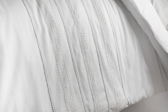 Housse de couette simple en percale de Katoen de Luxe Annebel Wit | 240x200 / 220 | Doux et Elegant | Top qualité