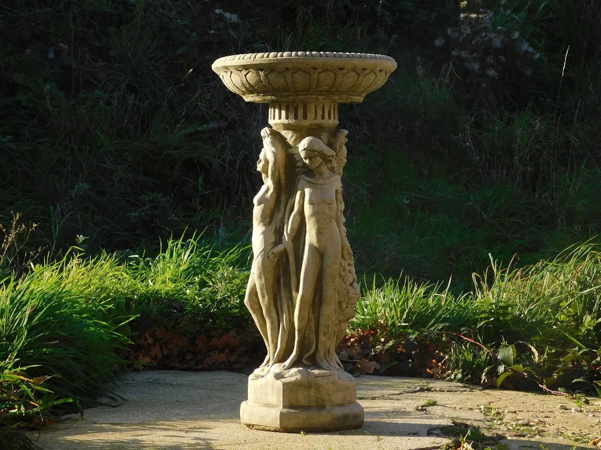 Décor d'ornement de Jardin en Pierre de Fonte - Bain d'oiseau sur la  Colonne : : Jardin