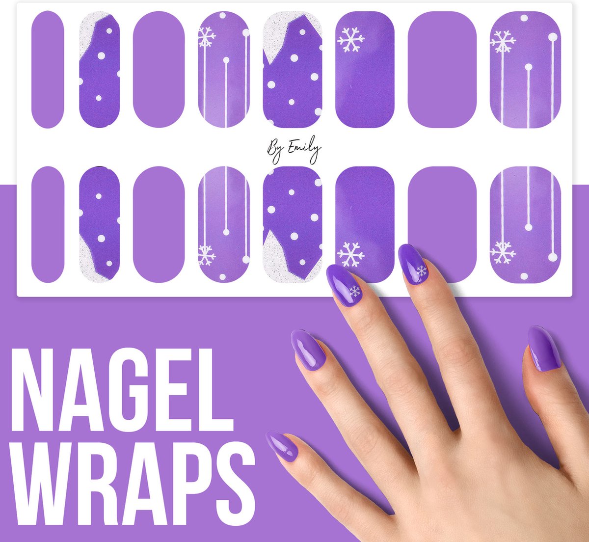 By Emily Nagel wrap Once in Purple Moederdag cadeaus 16 stickers Nail wrap Nail art Trendy Design Nagellakvrij Eenvoudig Nagel wrap Nagel stickers Folie Zelfklevend Sjablonen