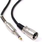 BeMatik - Audiokabel microfooninstrument XLR 3-pins mannelijk naar jack 6,3 mm mannelijk 1 m