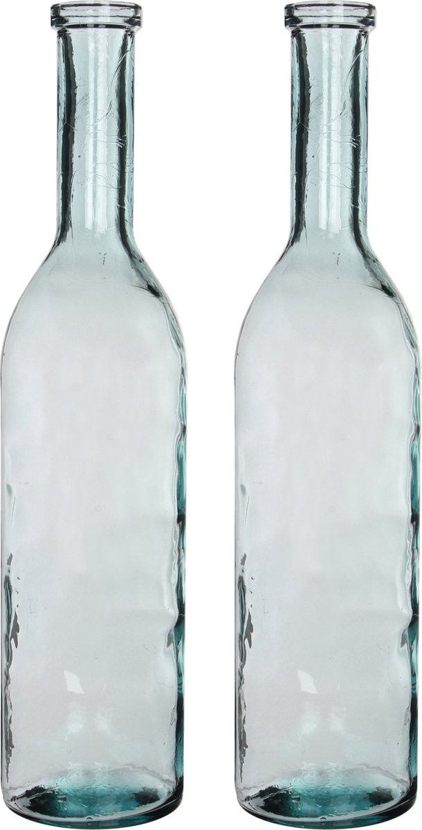 Mica Decorations Flesvaas groot - Set van 2x stuks - Rioja - transparant - eco glas - 18 x 75 cm