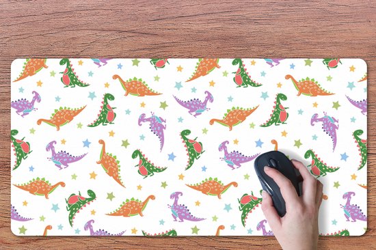 Bureau onderlegger 80x40 cm - Muismat Dino - Patronen - Sterren - Jongens - Meisjes - Kinderen - Kids - Bureaulegger xl - Desk mat beschermer - Computer muismatten