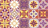 Ulticool Décoration Stickers carrelages - Mandala Jaune Oranje Violet Lilas - Cuisine cm - 15 pièces