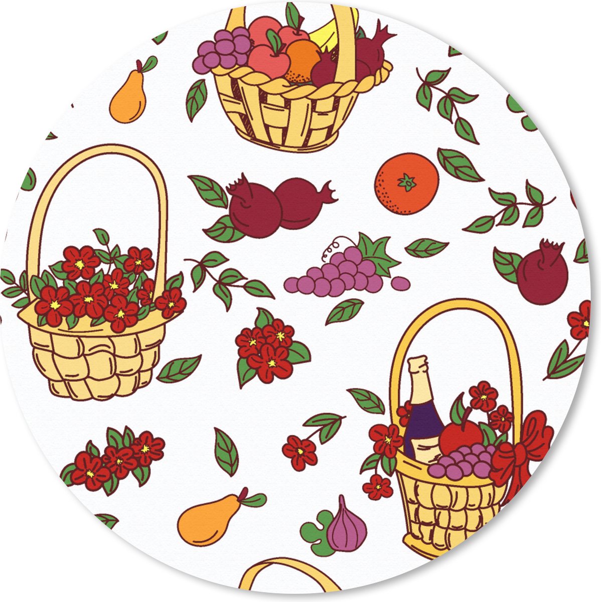 Muismat rond 20x20 cm - Mousepad Mand - Fruit - Patronen - Ronde muismatten
