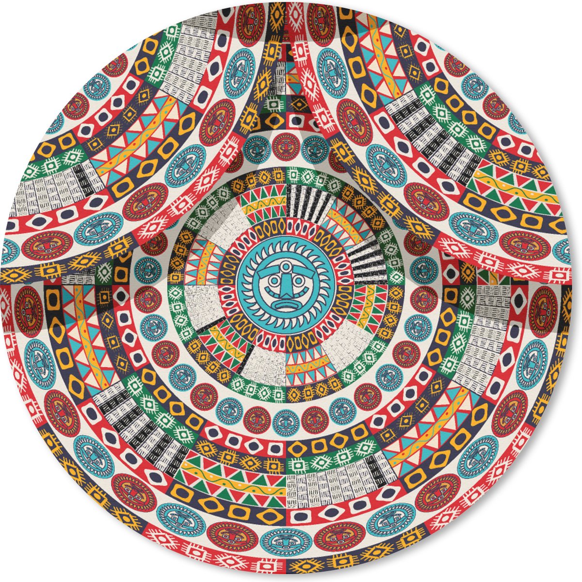 Muismat rond 40x40 cm - Mousepad Tegel - Azteken - Cirkels - Patronen - Ronde muismatten