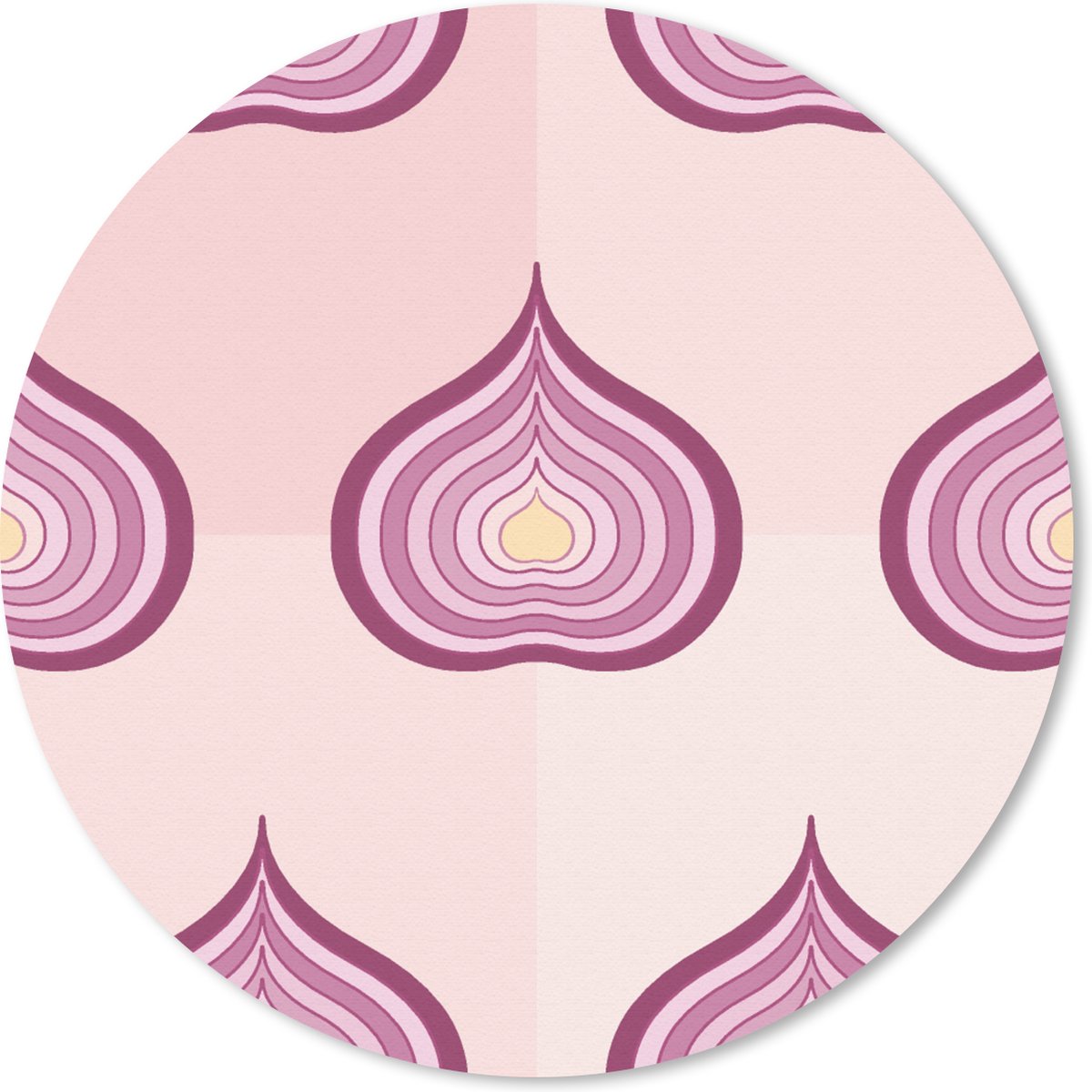 Muismat rond 20x20 cm - Mousepad Paars - Patronen - Uien - Ronde muismatten