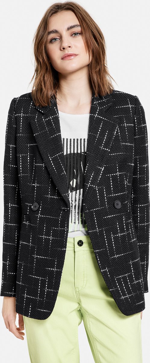 TAIFUN Dames Blazer met gestructureerd stiksel Schwarz gemustert-44