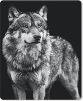 Muismat Groot - Wolf - Dieren - Wild - Zwart - Wit - 30x40 cm - Mousepad - Muismat
