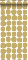 ESTAhome papier peint motif graphique jaune ocre et blanc - 139089