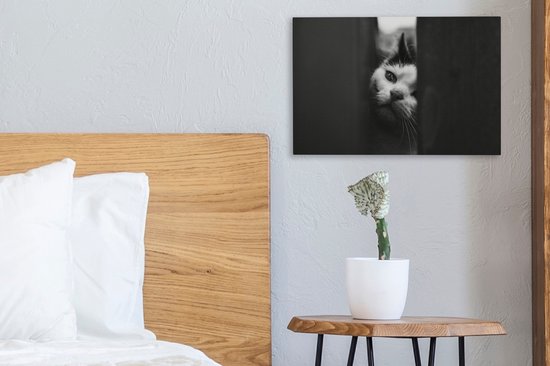Profil animalier tricherie chat en toile noir et blanc 2cm 30x20 cm - petit - Tirage photo sur toile (Décoration murale salon / chambre)