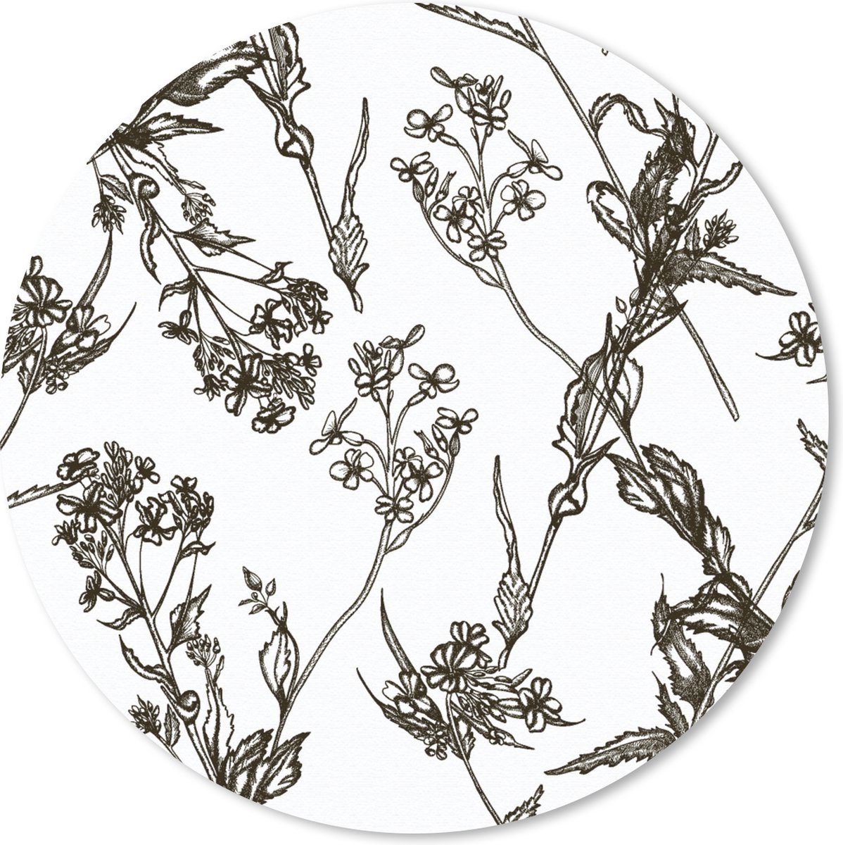 Muismat rond 40x40 cm - Mousepad Vintage - Planten - Bloemen - Patronen - Ronde muismatten
