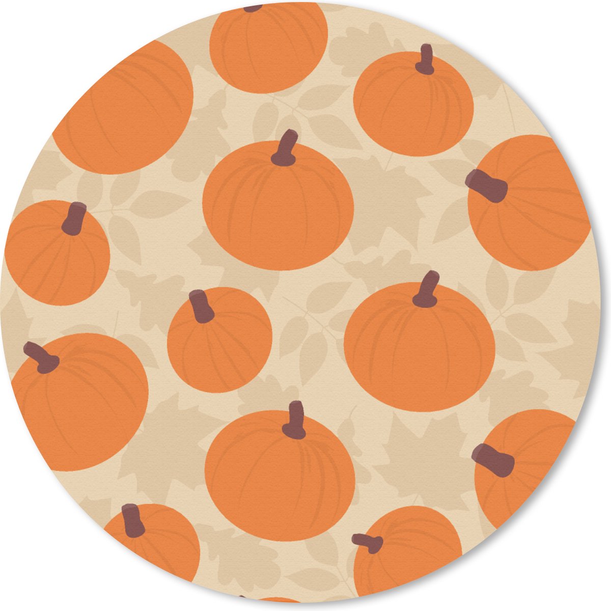 Muismat rond 30x30 cm - Mousepad Herfst - Pompoen - Bladeren - Design - Ronde muismatten