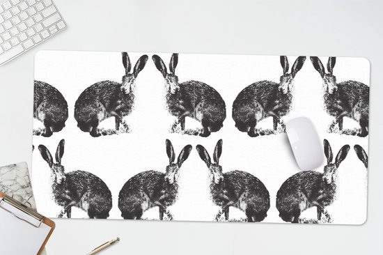 Bureau onderlegger 80x40 cm - Muismat Vintage - Design - Konijn - Dieren - Bureaulegger xl - Desk mat beschermer - Computer muismatten