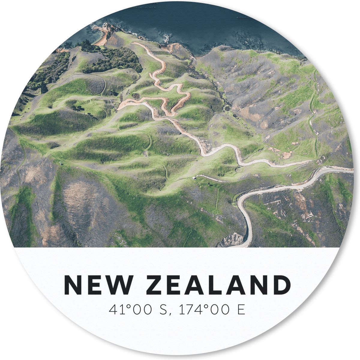 Muismat rond 20x20 cm - Mousepad Zee - Nieuw Zeeland - Groen - Ronde muismatten