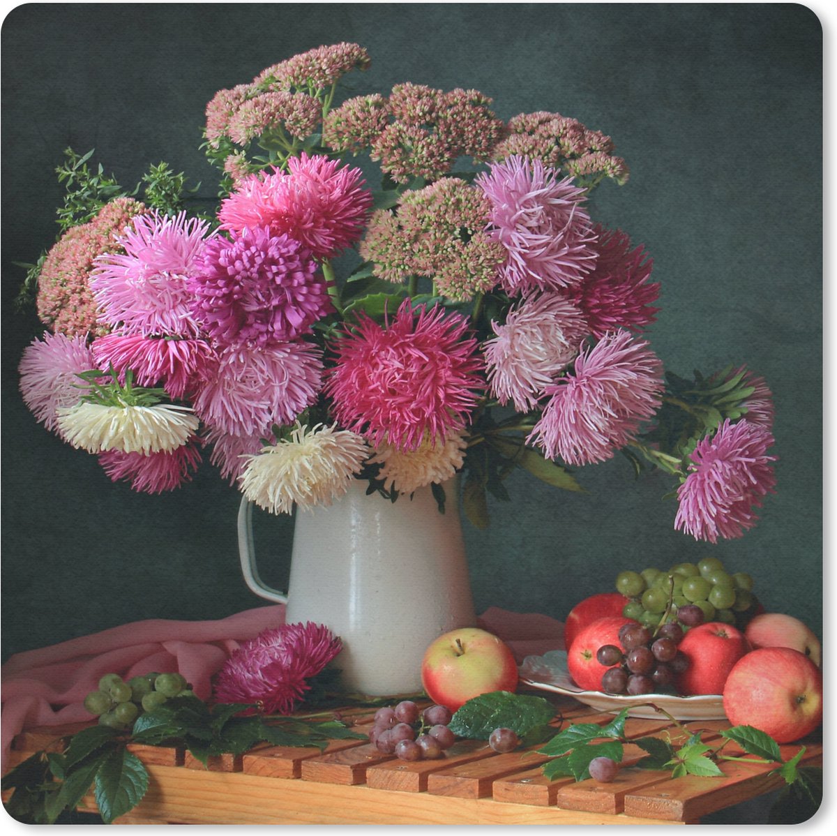 Muismat 30x30 cm - Mousepad Fruit - Roze - Stilleven - Muismatten