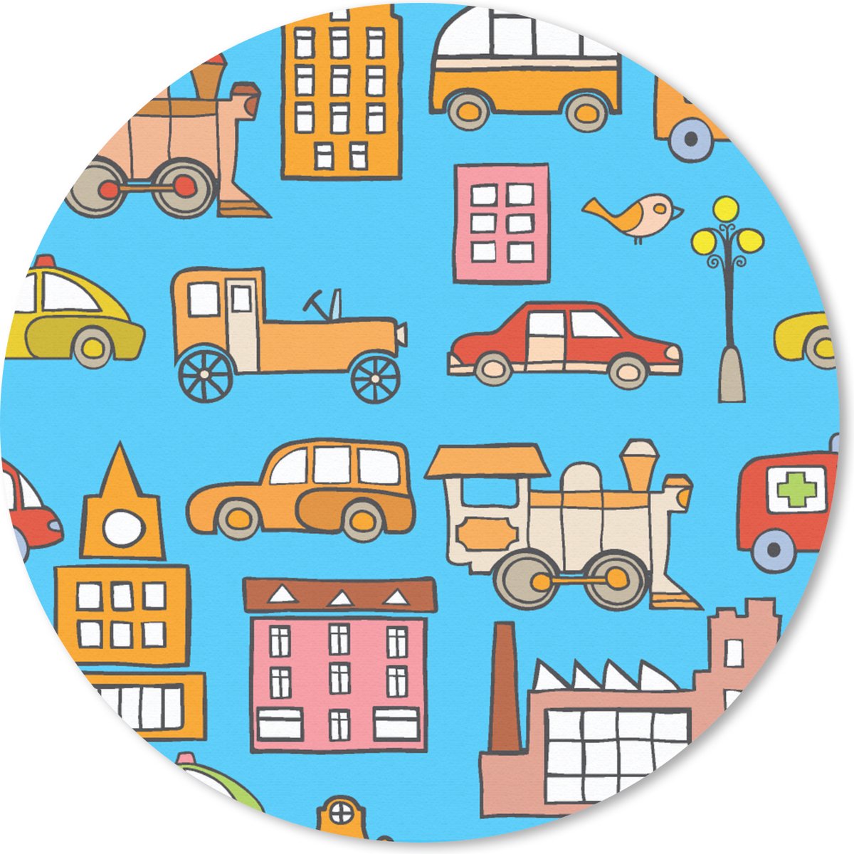 Muismat rond 30x30 cm - Mousepad Patronen - Auto - Huis - Ronde muismatten