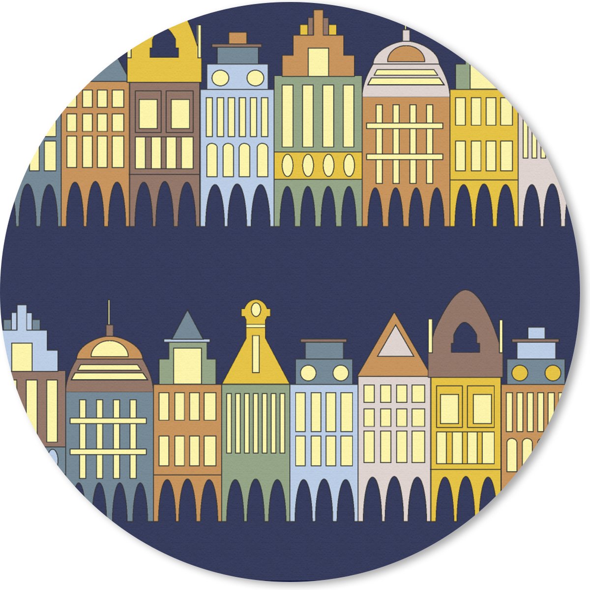 Muismat rond 30x30 cm - Mousepad Patronen - Huizen - Gebouw - Ronde muismatten
