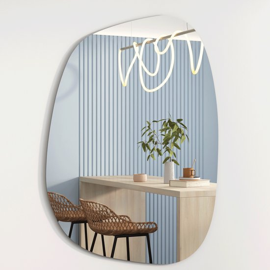 Albatros Designer Spiegel Asymmetrisch 75 x 55cm - Wandspiegel of Deurspiegel, Moderne Organische Vorm - Spiegel Ovaal en Groot - Asymmetrische Spiegel Vormloos en Frameloos, Spiegel Wand cadeau geven